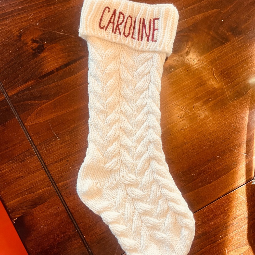 Ivory Cable Knit Christmas Stocking